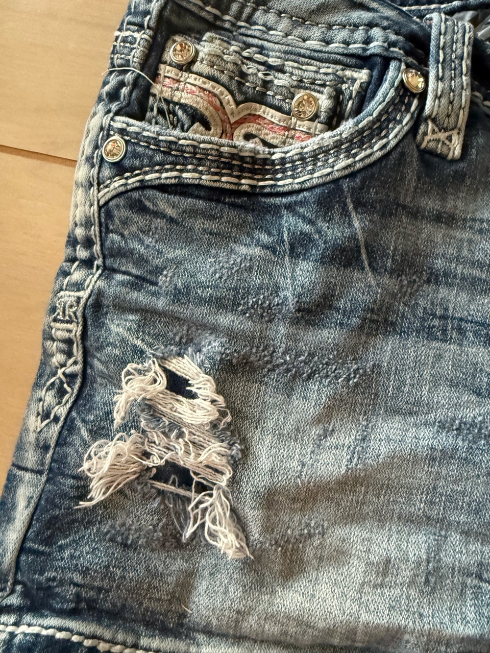 Rock Revival NURI  Distressed Denim Short Shorts - 30 mid rise PINK - Picture 2 of 7